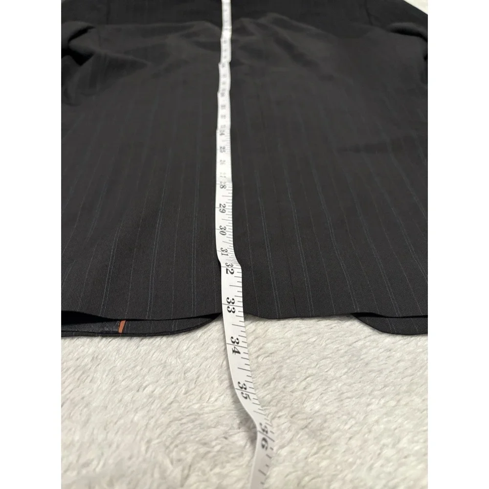 Michael Kors Mens Black Pinstripes Wool Sport Blazer Jacket Size 46R Lord Taylor